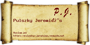 Pulszky Jeremiás névjegykártya